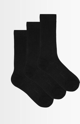 Pack Of Three Ribbed Silk Socks