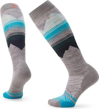 Ski Targeted Cushion Pattern Over-the-Calf Socks (Light Gray) Women's No Show Socks Shoes