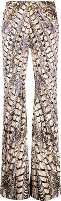 Flared Animal-Print Jeans