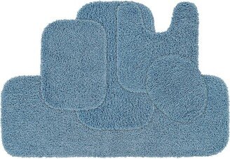 5pc Shaggy Nylon Washable Bathroom Rug Set Basin Blue