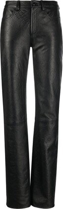 All-Over Embossed-Logo Leather Trousers