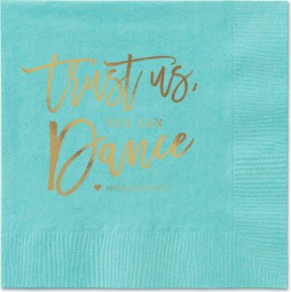 Wedding Napkins: Dance Along Napkins, Yellow, Aqua