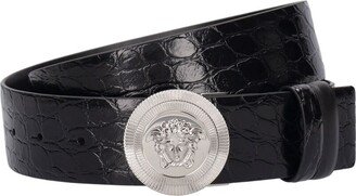 4cm Reversible croc embossed belt