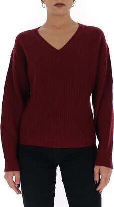 V-Neck Knit Sweater-AE