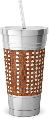 Travel Mugs: Dotty Boho Geometric - Ginger Stainless Tumbler With Straw, 18Oz, Orange