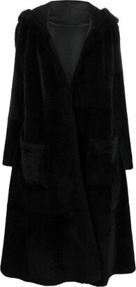 Reversible Hooded Shearling Coat-AE