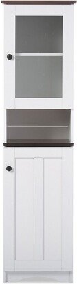 Lauren TwoTone and Buffet and Hutch Kitchen Cabinet White/Dark Brown