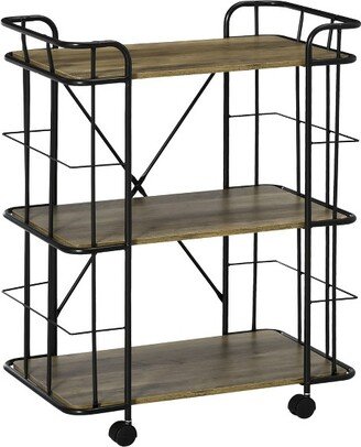 HOMCOM 25 Rolling Kitchen Cart, Kitchen Storage Trolley with 3 Shelves for Dining Room, Laundry Room, and Bathroom, Natural