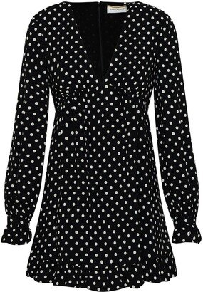 V-neck Polka-dot Mini Dress