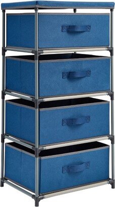 Juvale 4-Tier Tall Closet Dresser with Drawers - Clothes Organizer and Small Fabric Storage for Bedroom (Navy Blue)