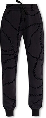 Chain-Printed Drawstring Track Pants