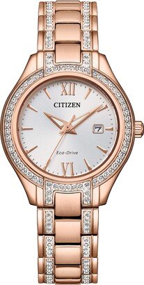 Ladies Classic Crystal Eco-Drive Rose Gold Stainless Steel Watch