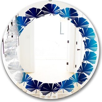 Designart 'Crystal Stones' Printed Modern Round or Oval Wall Mirror - Leaves