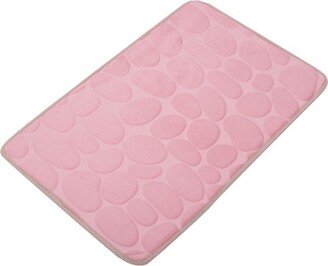 Unique Bargains Bathroom Rugs Polyester Bath Mat Machine Washable Pink Cobblestone Pattern 23.62x15.75