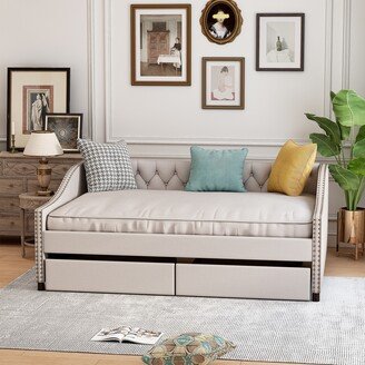 Upholstered daybed with Two Drawers-AB
