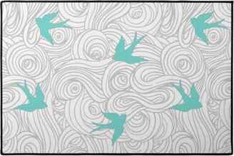 Door Mats: Take Flight - Teal Door Mat, Multicolor