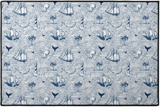 Door Mats: Vintage Nautical Journey Door Mat, Blue