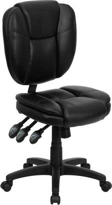 Multi-Functional Ergonomic Swivel Task Chair Black Leather