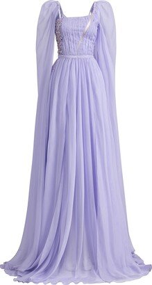 21Six Jane Silk Cape Dress - Pink & Purple