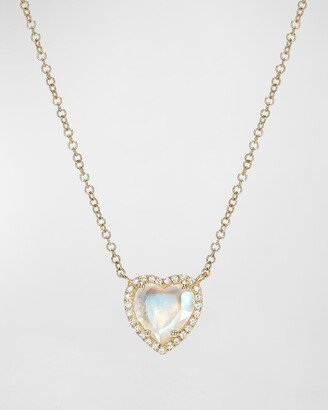 Zoe Lev Jewelry Diamond Halo Moonstone Heart Necklace