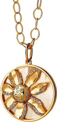 Syna Jardin 18K Yellow Gold, Mother-Of-Pearl, & 0.35 TCW Diamond Flower Pendant