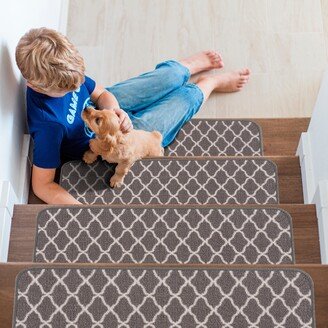 Beverly Rug Non Slip Stair Treads with Anti-Skid Rubber Backing, Trellis Design, 8.5''x 26''