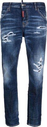 Mid-Rise Distressed Skinny Jeans-AH