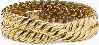 Sculpted Cable Double Wrap Bracelet in 18K Yellow Gold Women's Size Medium