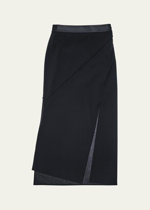 Seamed Wool Midi Skirt