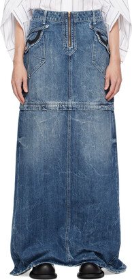 Blue Zip Off Denim Maxi Skirt