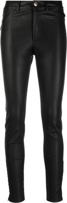 Mid-Rise Leather Skinny Trousers