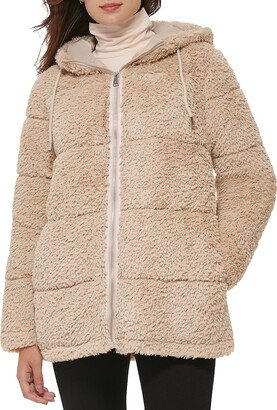 Quilted Zip Faux Fur Jacket