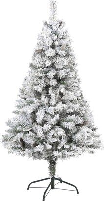 Flocked River Mountain Pine Artificial Christmas Tree with Pinecones, 60