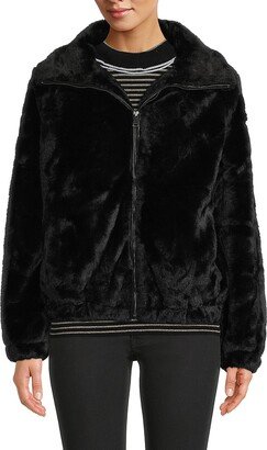 Saks Fifth Avenue Made in Italy Saks Fifth Avenue Women's Zip Up Faux Fur Jacket