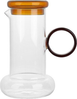 Amber Ring Pitcher Set, Carafe and Water Drinking Glass Lid 2 Piece Set, 29-Ounce