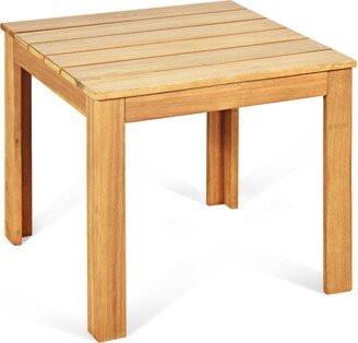 Wooden Square Patio Coffee Bistro Table-Natural - 18 x 18 x 16