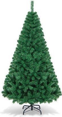 Tangkula Artificial Christmas Pine Tree Hinged PVC Branches with Solid Metal Legs (Green, 6 FT)