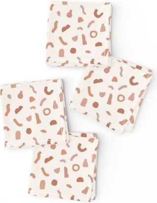 Mod Organic Cocktail Napkins | Set Of 4 - Cut Shapes By Erin Kendal Brown Earth Small Tan Neutral Cloth Spoonflower