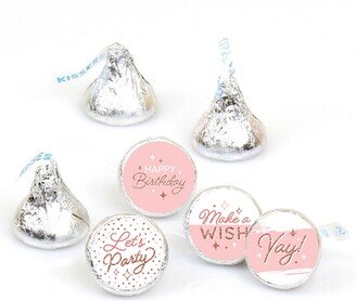 Big Dot Of Happiness Pink Rose Gold Birthday - Round Labels Fit Chocolate Candy (1 sheet of 108)