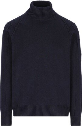 Lens-Detailed High-Neck Knitted Jumper