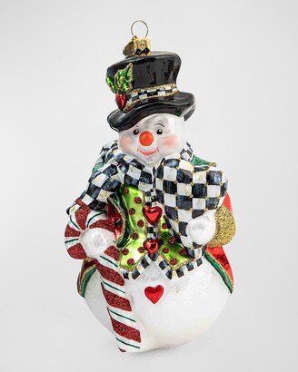 Candy Cane Snowman Christmas Ornament