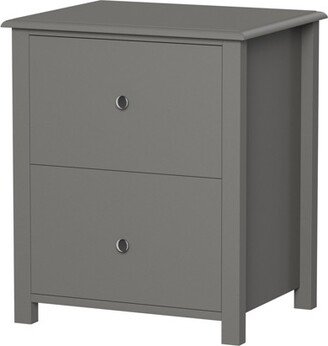 Hastings Home End Table with 2 Drawers and Silver Handles, Slate Gray