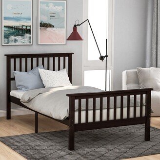 NINEDIN Stable Wood Platform Bed Frame with Solid Wood Slat Support and Six Sturdy Feet - Easy Assembly and Simple Cleaning