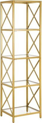 Henn& Hart 18 Wide Brushed Brass Finish Bookcase - Henn&Hart