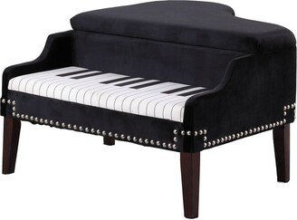 GREATPLANINC Soft Velvet Padded Seat Nailhead Accent Trim Storage Bottom Piano Ottoman Bench Upholstered Footstool for Living Room Playroom