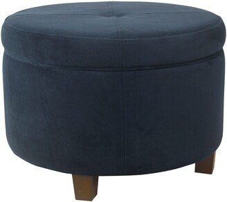 Large Velvet Storage Ottoman - Navy