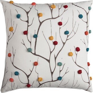 Whimsical Tree with Poms Throw Pillow Cover