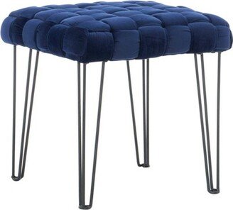 Powell 18 Kylie Glam Velvet Basketweave Upholstered Square Ottoman Stool - Linon