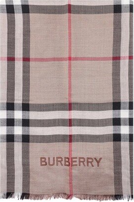 Logo Print Checked Scarf