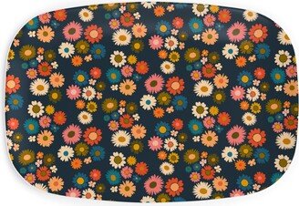 Serving Platters: Painted Daisies - Multi Serving Platter, Multicolor